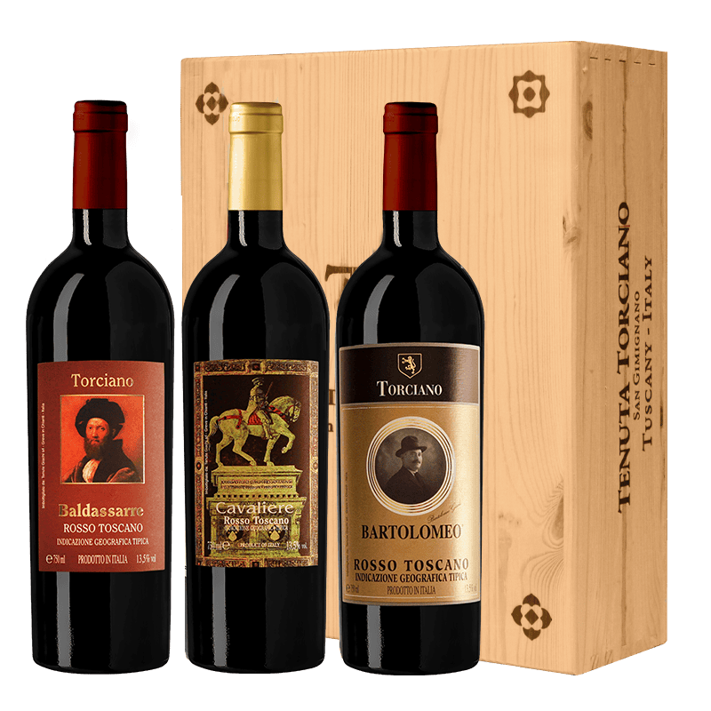 Bartolomeo 2018, Baldassarre 2018 & Cavaliere 2018 Gift Case Tuscan Blend Superior included Wooden Case